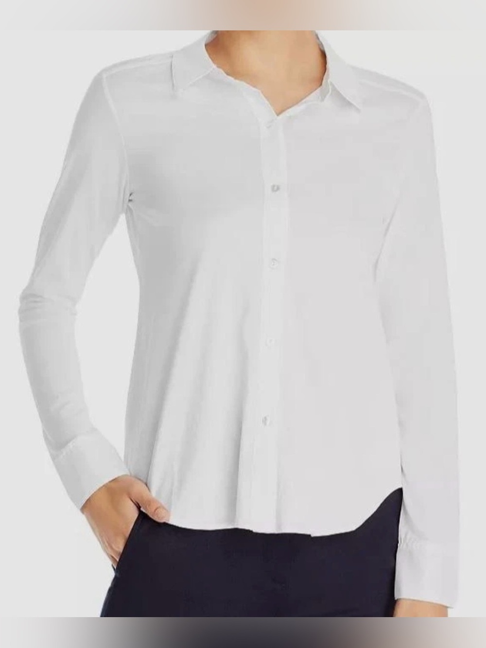 Theory Women's Pima cotton soft White Long-Sleeve Button-Down Shirt